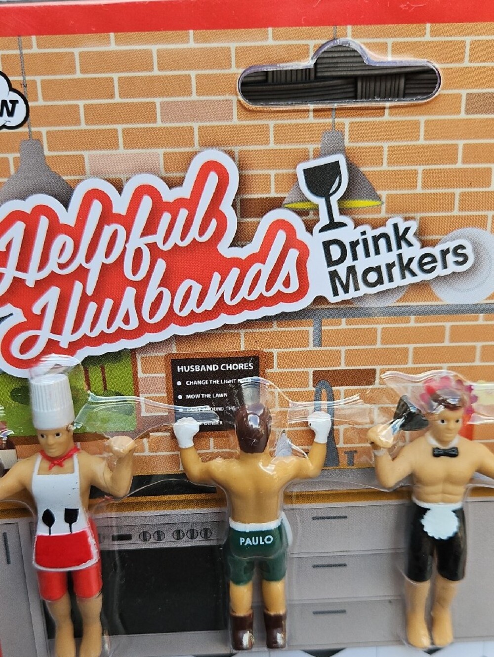 New Helpful Husbands Drink Markers - Novelty Glass Identifiers  Set Of 4